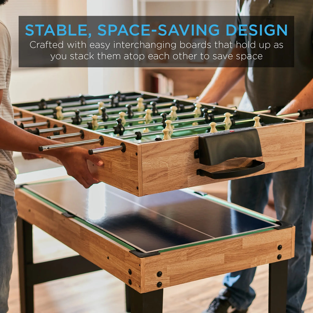 2X4Ft 10-In-1 Combo Game Table Set W/ Hockey, Foosball, Pool, Shuffleboard, Ping Pong - Natural